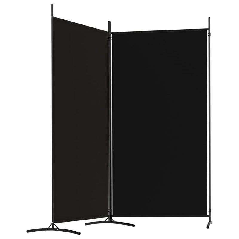 vidaXL 2-Panel Room Divider Black 175x180 cm Fabric