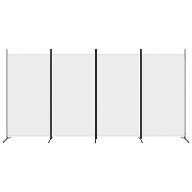 vidaXL 4-Panel Room Divider White 346x180 cm Fabric