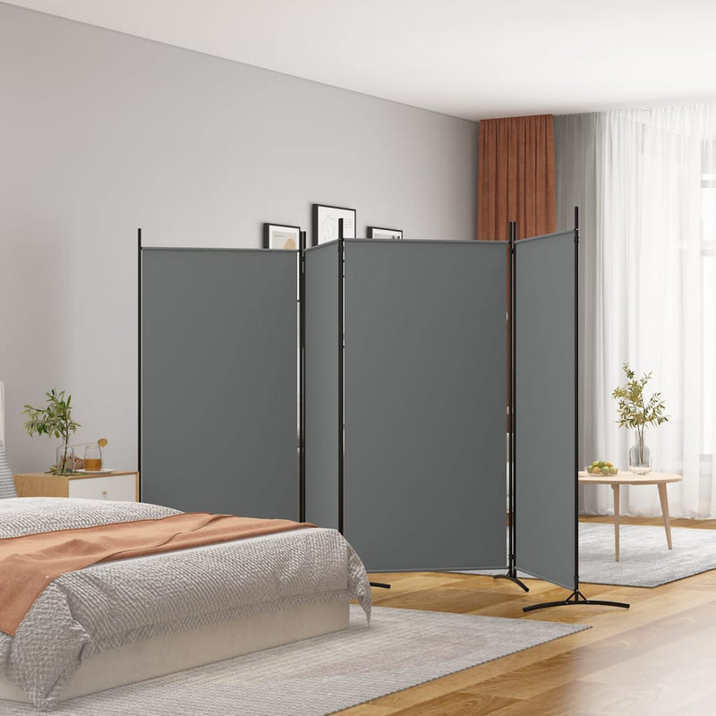 vidaXL 4-Panel Room Divider Anthracite 346x180 cm Fabric
