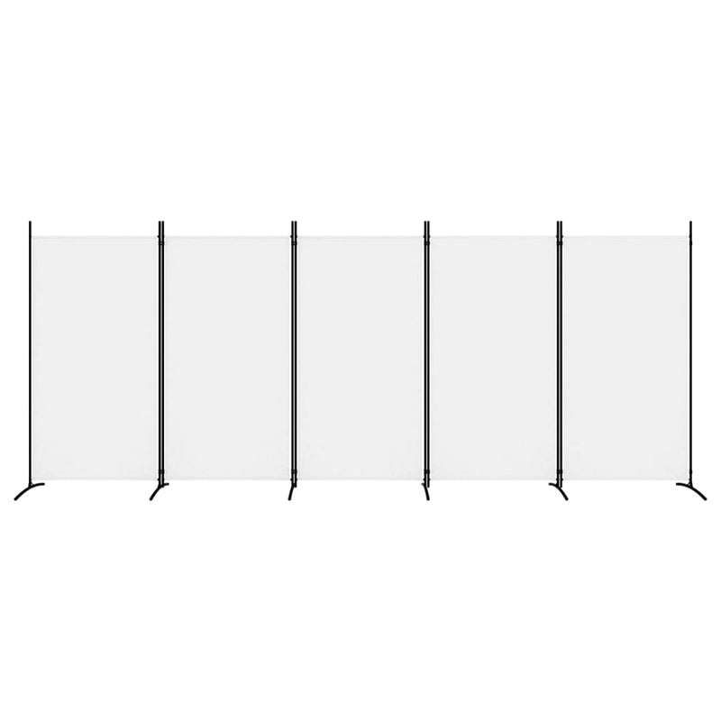 vidaXL 5-Panel Room Divider White 433x180 cm Fabric