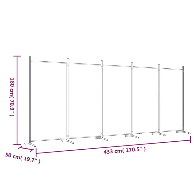 vidaXL 5-Panel Room Divider Anthracite 433x180 cm Fabric