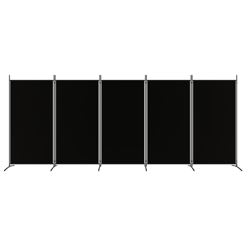 vidaXL 5-Panel Room Divider Black 433x180 cm Fabric