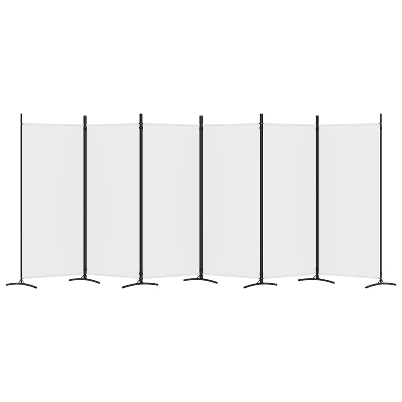 vidaXL 6-Panel Room Divider White 520x180 cm Fabric