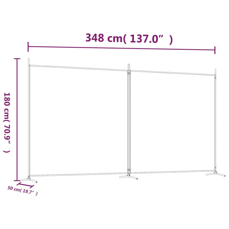 vidaXL 2-Panel Room Divider Brown 348x180 cm Fabric
