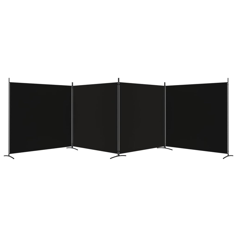 vidaXL 4-Panel Room Divider Black 698x180 cm Fabric