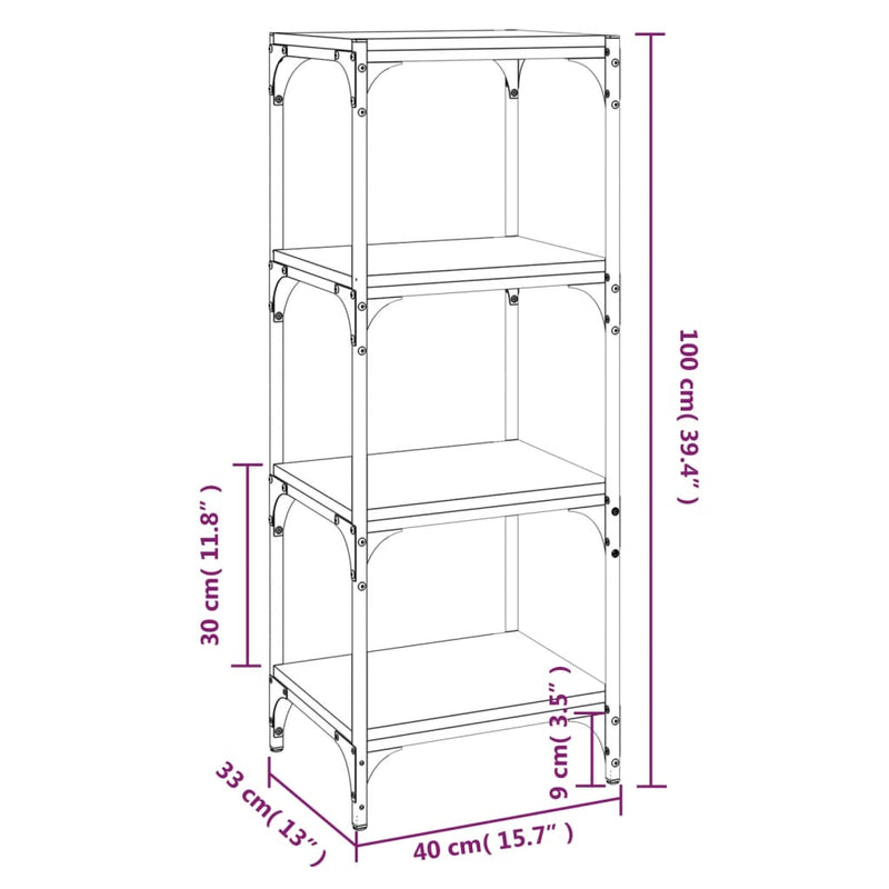vidaXL Book Cabinet Black 40x33x100 cm Engineered Wood and Steel