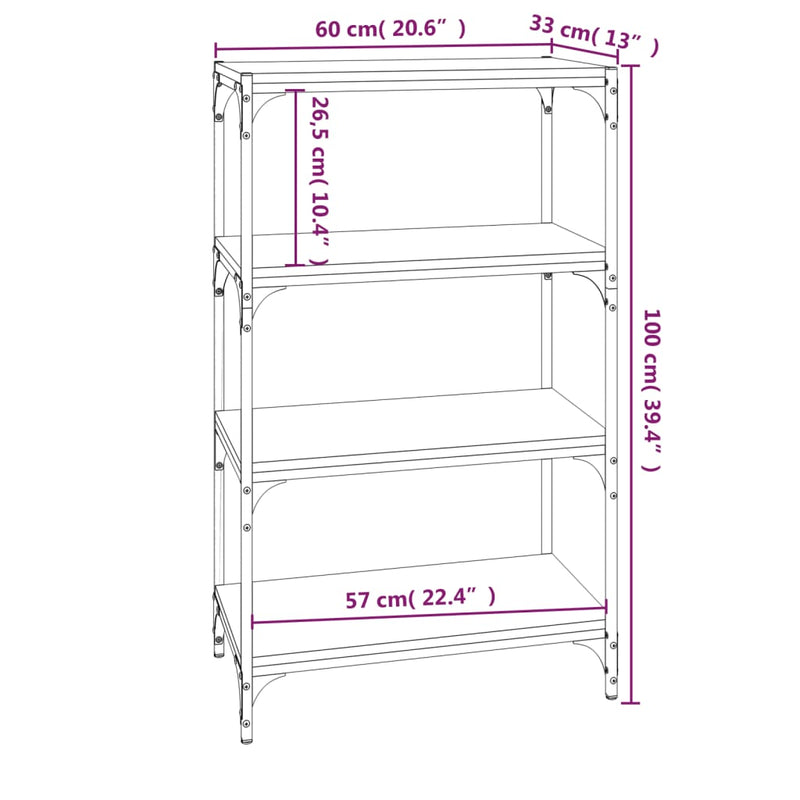 vidaXL Book Cabinet Black 60x33x100 cm Engineered Wood and Steel