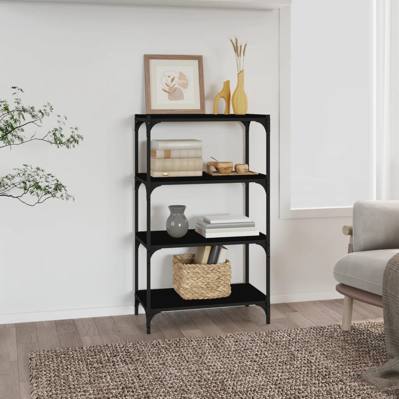 vidaXL Book Cabinet Black 60x33x100 cm Engineered Wood and Steel