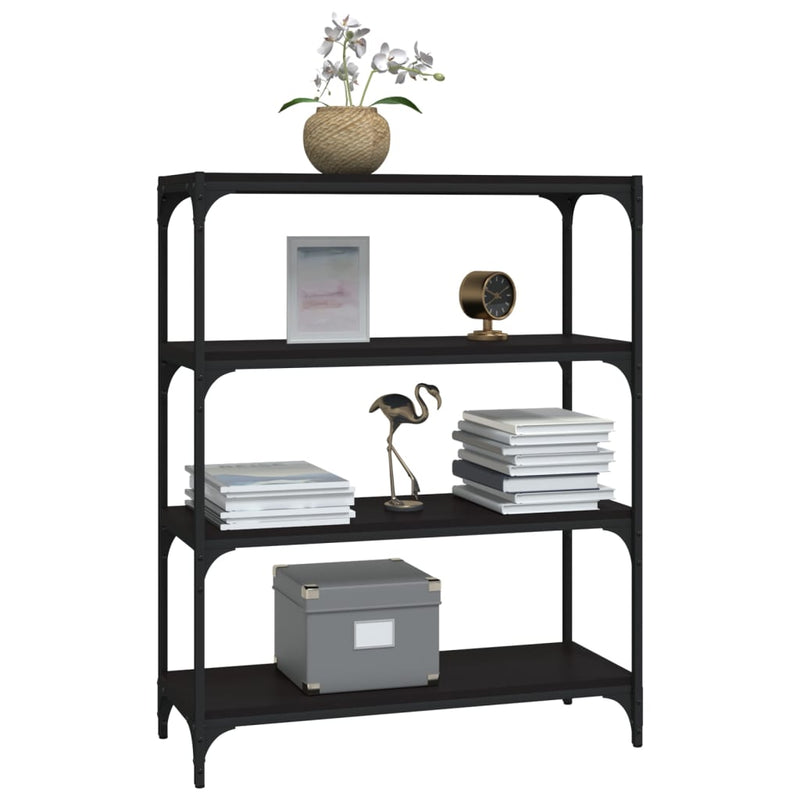 vidaXL Book Cabinet Black 80x33x100 cm Engineered Wood and Steel