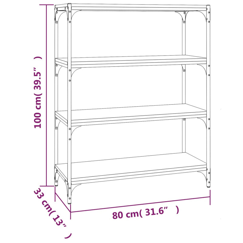 vidaXL Book Cabinet Black 80x33x100 cm Engineered Wood and Steel