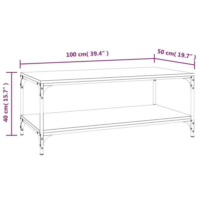 vidaXL Coffee Table Smoked Oak 100x50x40 cm Engineered Wood