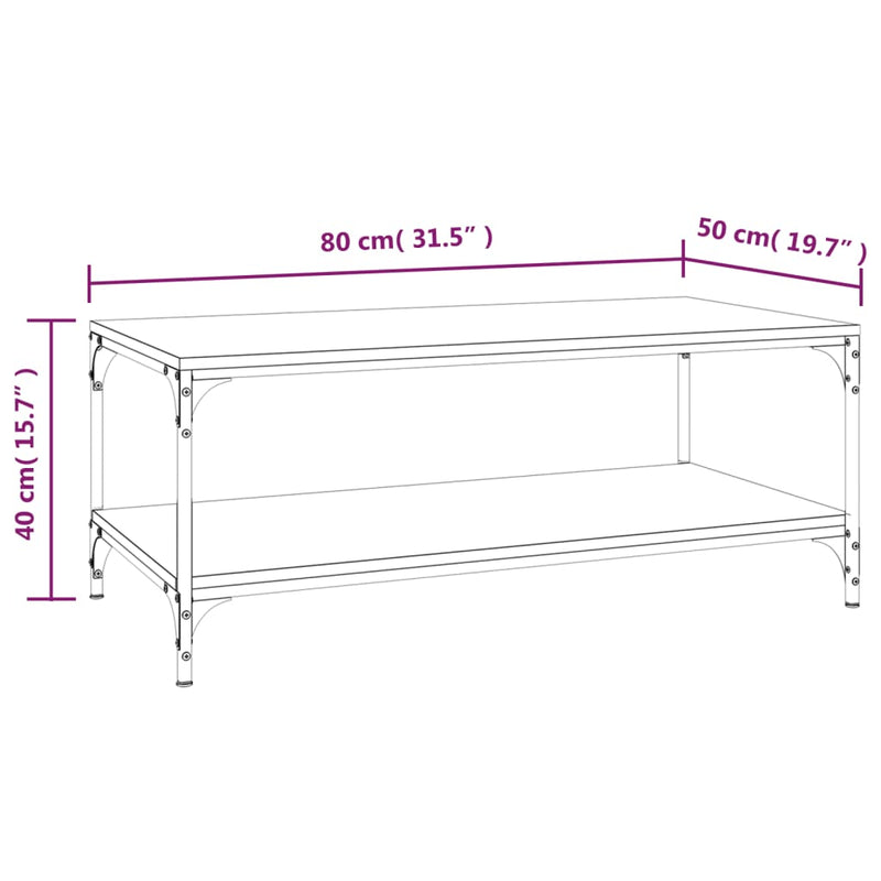 vidaXL Coffee Table Black 80x50x40 cm Engineered Wood