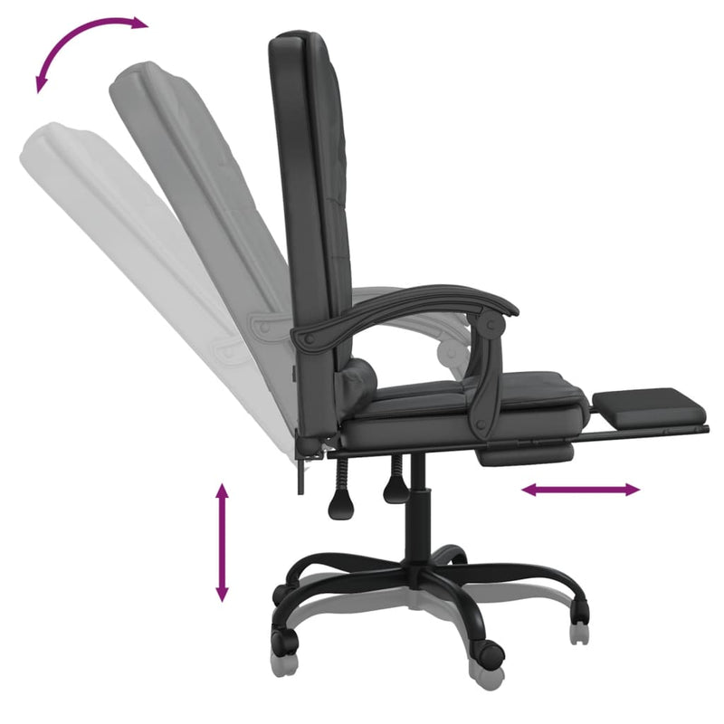 Massage Reclining Office Chair Black Faux Leather