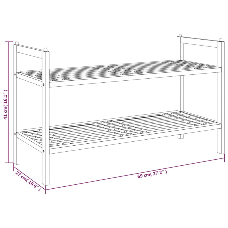 vidaXL Shoe Rack 69x27x41 cm Solid Wood Walnut