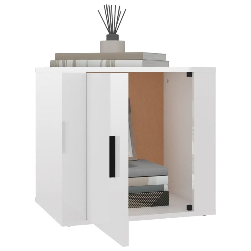 vidaXL Bedside Cabinet High Gloss White 50x39x47 cm