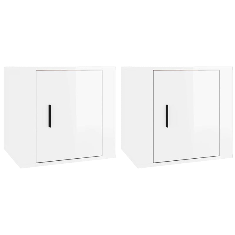 vidaXL Bedside Cabinets 2 pcs High Gloss White 50x39x47 cm