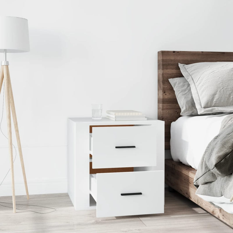 vidaXL Bedside Cabinet White 50x39x47 cm