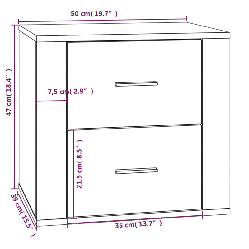 vidaXL Bedside Cabinet White 50x39x47 cm