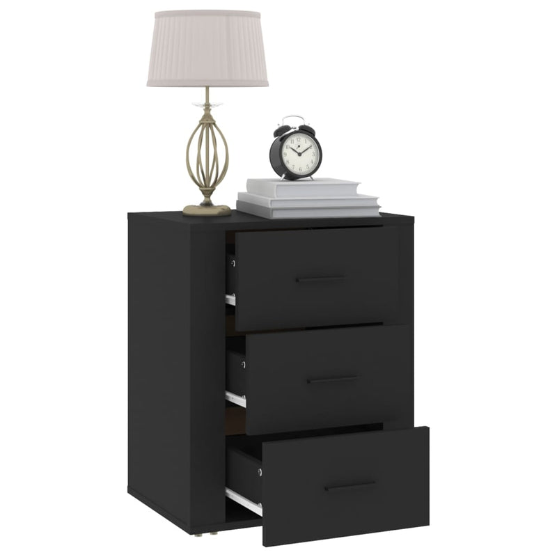 vidaXL Bedside Cabinet Black 50x36x60 cm Engineered Wood