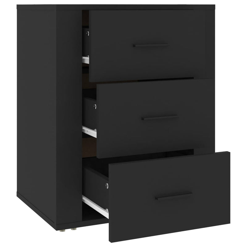 vidaXL Bedside Cabinet Black 50x36x60 cm Engineered Wood