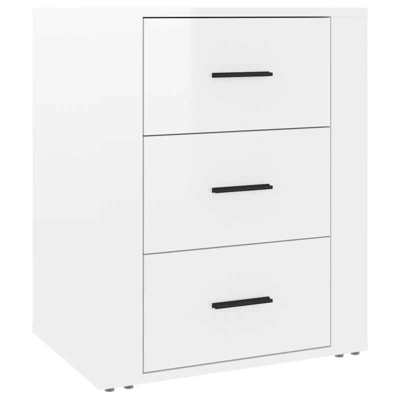 vidaXL Bedside Cabinet High Gloss White 50x36x60 cm Engineered Wood