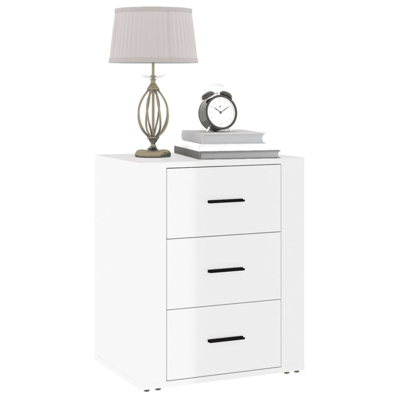 vidaXL Bedside Cabinet High Gloss White 50x36x60 cm Engineered Wood