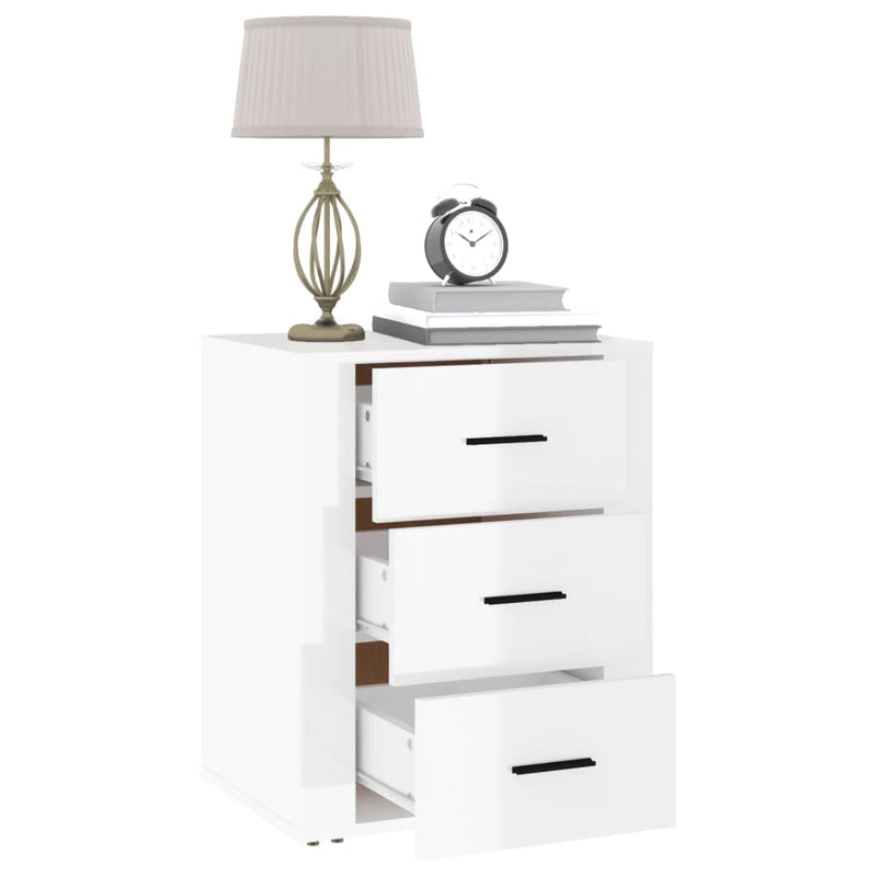 vidaXL Bedside Cabinet High Gloss White 50x36x60 cm Engineered Wood