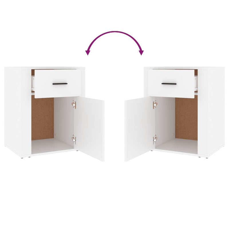 vidaXL Bedside Cabinet White 50x36x60 cm Engineered Wood