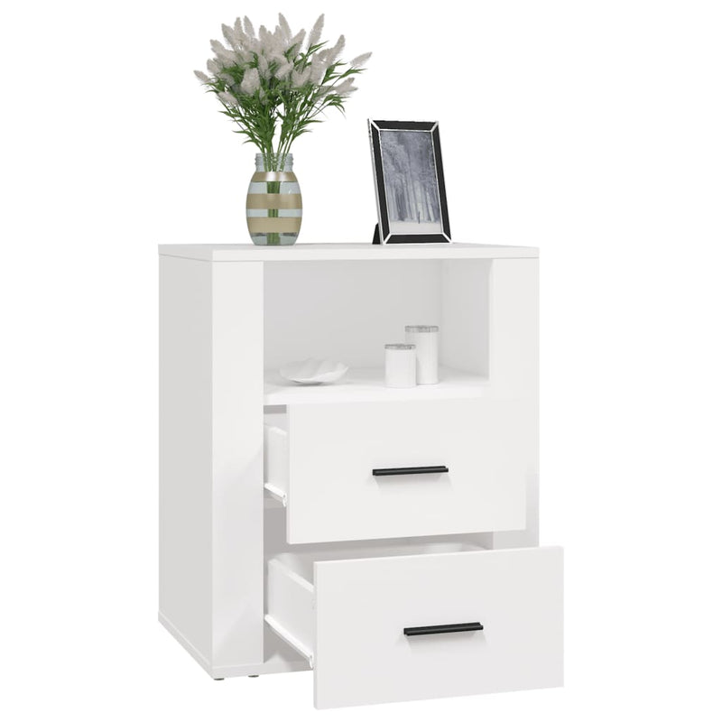 vidaXL Bedside Cabinet White 50x36x60 cm Engineered Wood