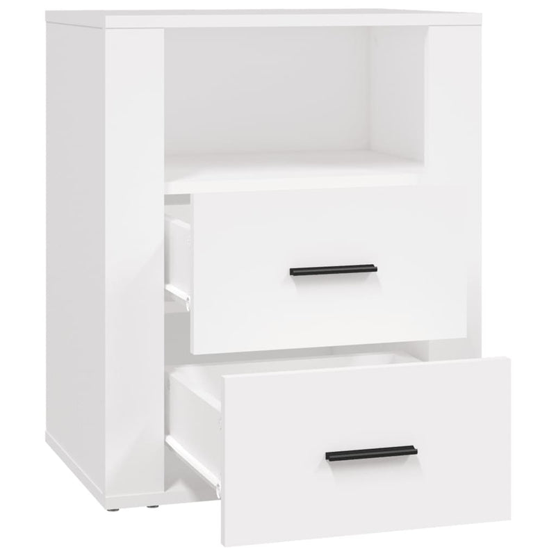 vidaXL Bedside Cabinet White 50x36x60 cm Engineered Wood
