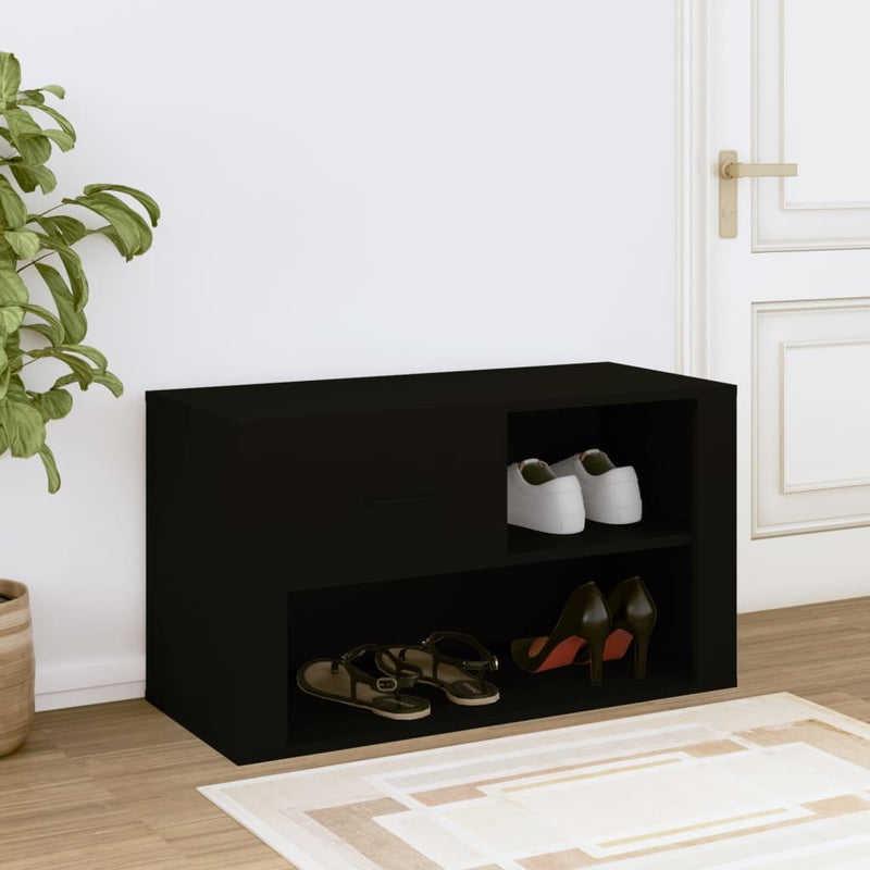 vidaXL Shoe Cabinet Black 80x35x45 cm Engineered Wood