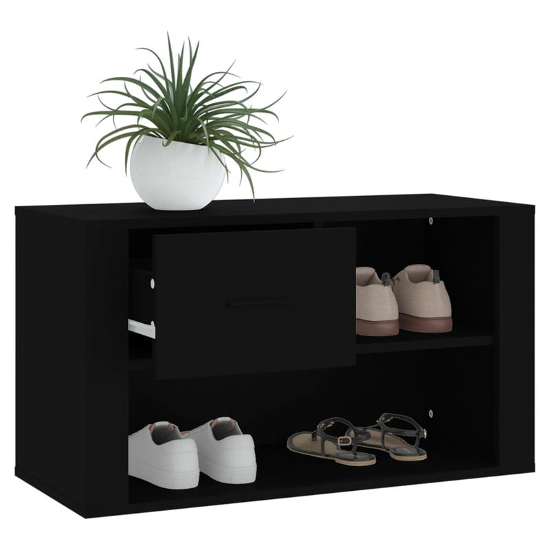 vidaXL Shoe Cabinet Black 80x35x45 cm Engineered Wood