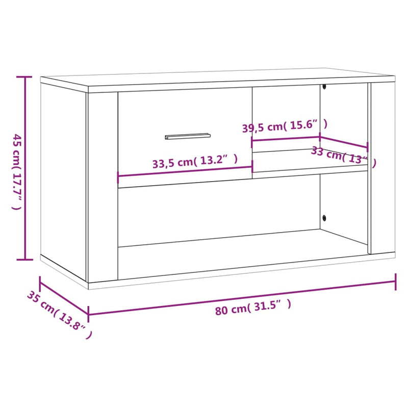 vidaXL Shoe Cabinet Black 80x35x45 cm Engineered Wood