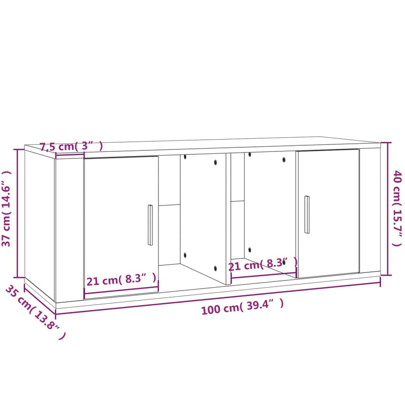 vidaXL TV Cabinet High Gloss White 100x35x40 cm Engineered Wood