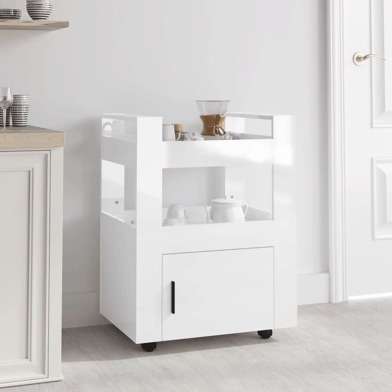 vidaXL Kitchen Trolley High Gloss White 60x45x80 cm Engineered Wood