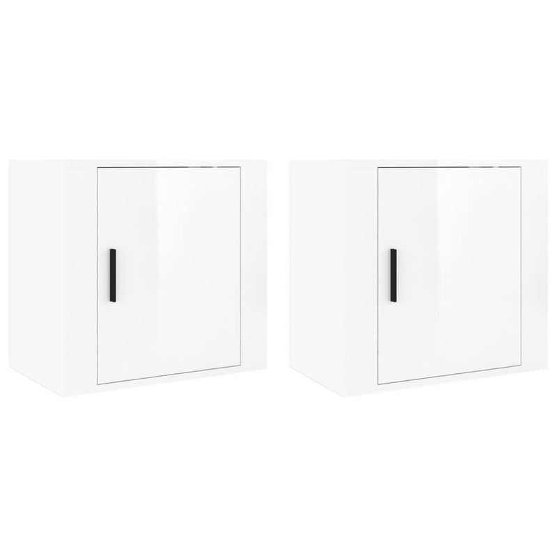 vidaXL Wall-mounted Bedside Cabinets 2 pcs High Gloss White 50x30x47cm