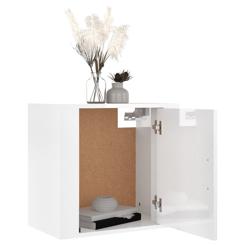 vidaXL Wall-mounted Bedside Cabinets 2 pcs High Gloss White 50x30x47cm
