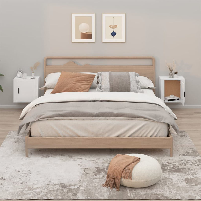 vidaXL Wall-mounted Bedside Cabinets 2 pcs High Gloss White 50x30x47cm