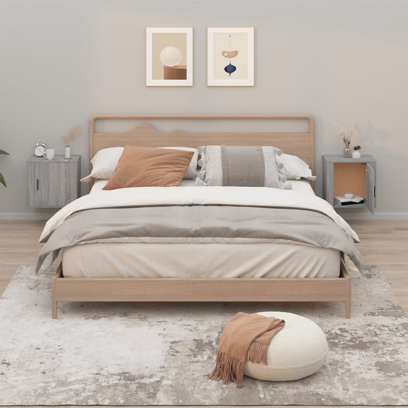 vidaXL Wall-mounted Bedside Cabinets 2 pcs Grey Sonoma 50x30x47 cm