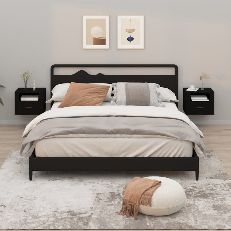 vidaXL Wall-mounted Bedside Cabinets 2 pcs Black 50x36x40 cm