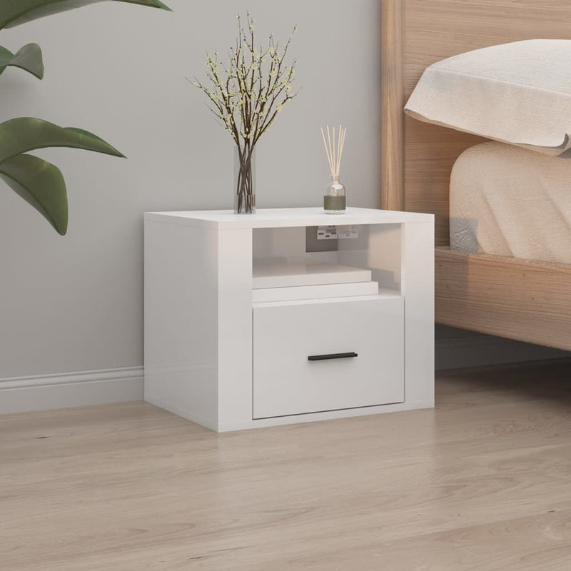 vidaXL Wall-mounted Bedside Cabinets 2 pcs High Gloss White 50x36x40cm