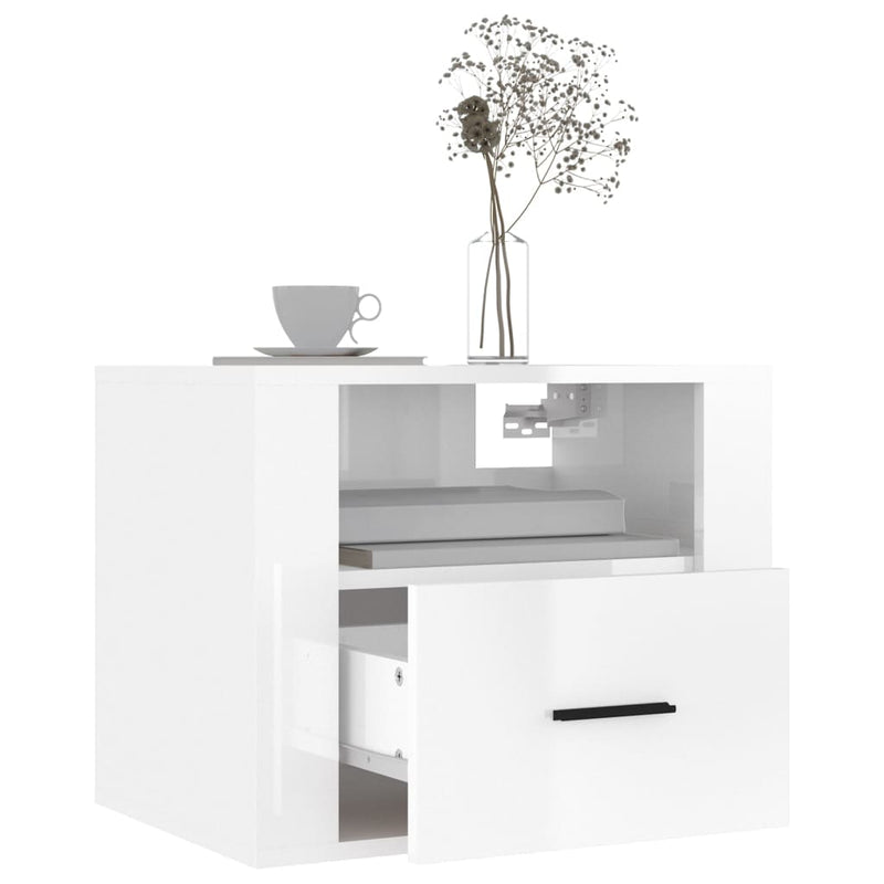 vidaXL Wall-mounted Bedside Cabinets 2 pcs High Gloss White 50x36x40cm