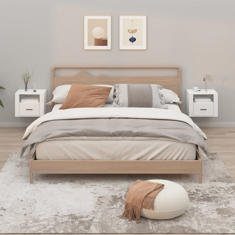 vidaXL Wall-mounted Bedside Cabinets 2 pcs High Gloss White 50x36x40cm