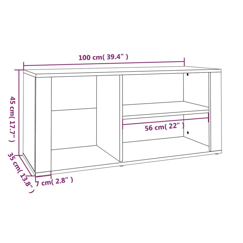 vidaXL Shoe Cabinet High Gloss White 100x35x45 cm Engineered Wood