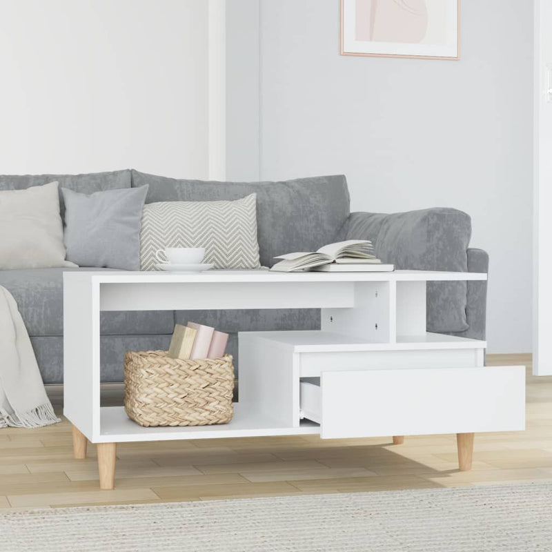vidaXL Coffee Table High Gloss White 90x49x45 cm Engineered Wood