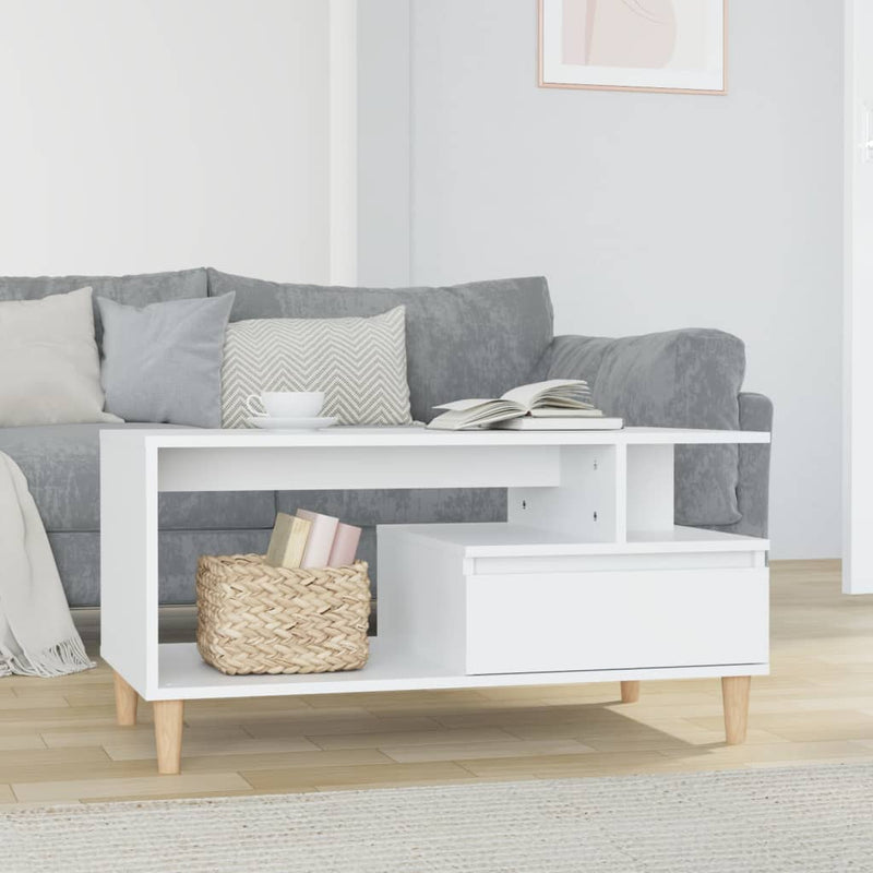 vidaXL Coffee Table High Gloss White 90x49x45 cm Engineered Wood