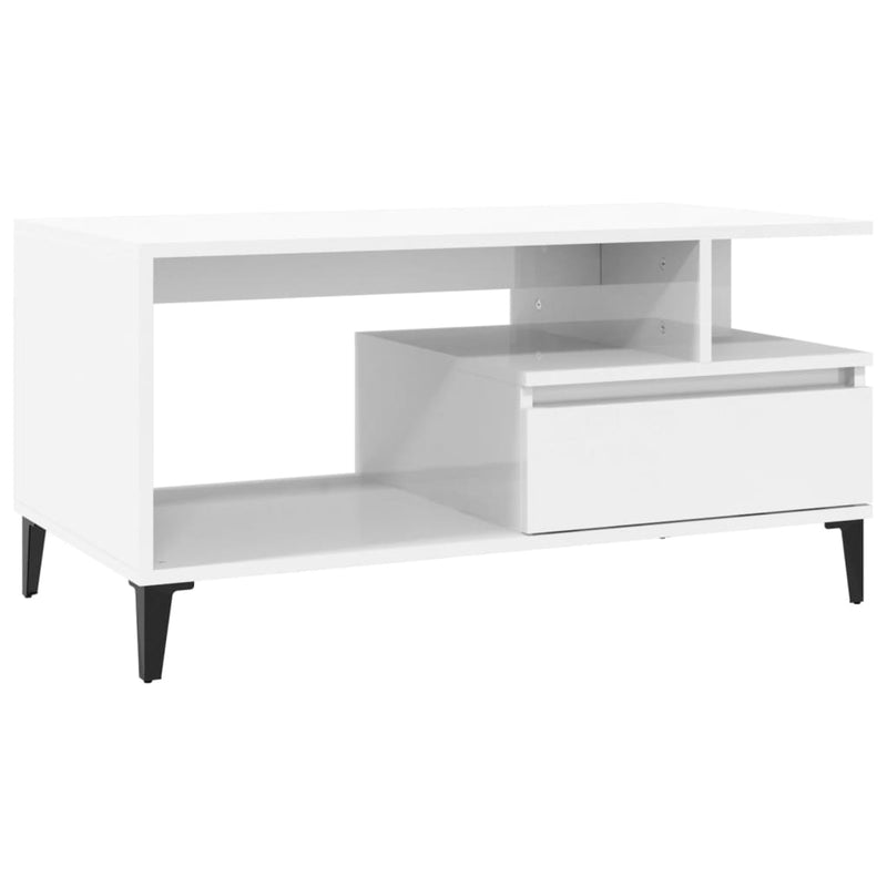 vidaXL Coffee Table  High Gloss White 90x49x45 cm Engineered Wood