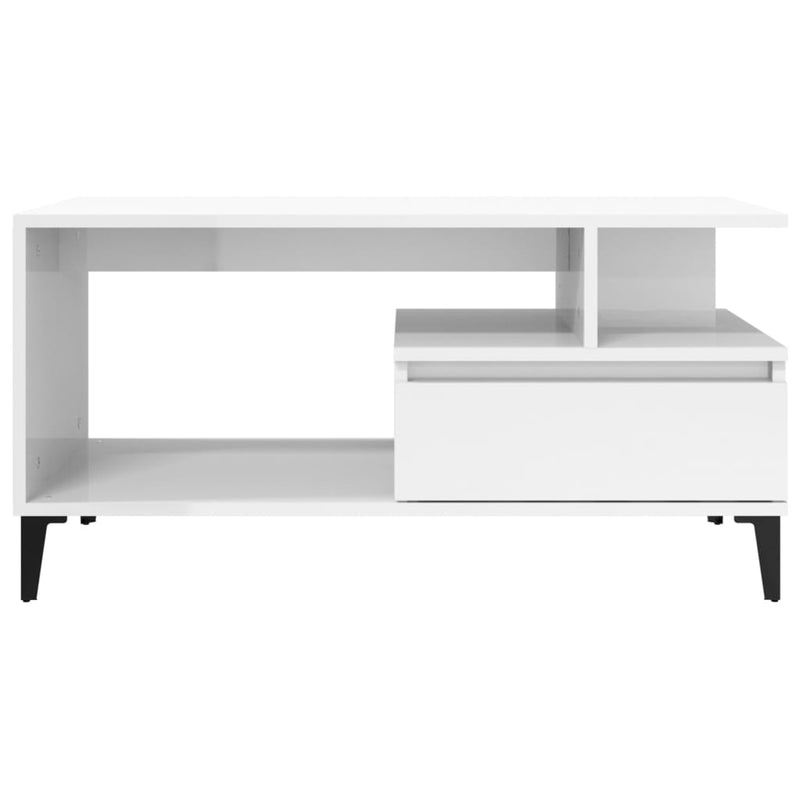 vidaXL Coffee Table  High Gloss White 90x49x45 cm Engineered Wood