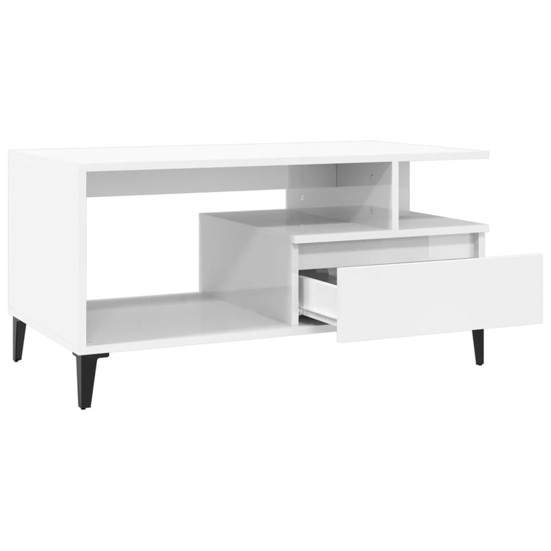vidaXL Coffee Table  High Gloss White 90x49x45 cm Engineered Wood
