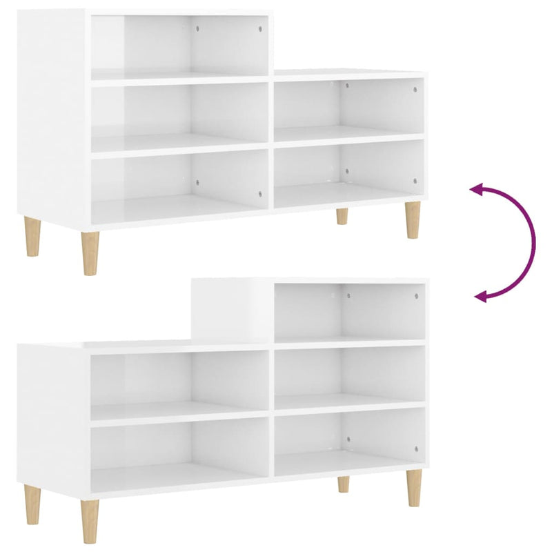 vidaXL Shoe Cabinet High Gloss White 102x36x60 cm Engineered Wood